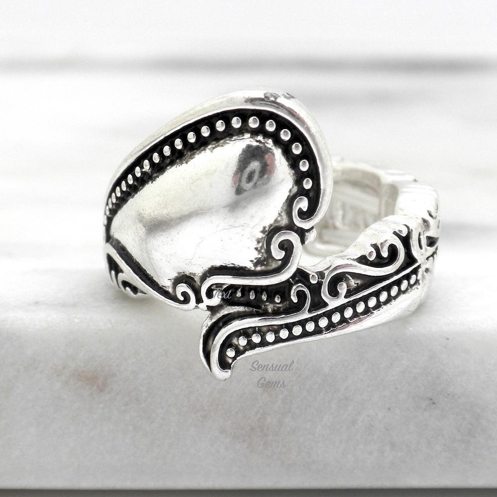 COPY - Boho Spoon Ring Silver Plated Adjustable